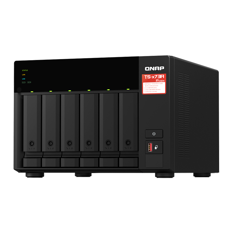 Servidor NAS QNAP TS-673A-8G, Ryzen V1500B 4C/2.2GHz, 8GB RAM SODIMM, Bahias: 6x3.5 SATA