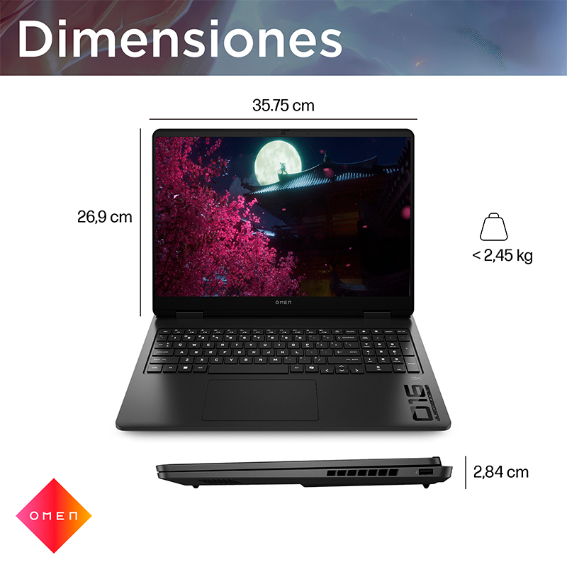 Notebook HP OMEN Gaming 16-ap0007la, 16 2K IPS AMD Ryzen 9 8940HX hasta 5.3GHz, 24GB DDR5