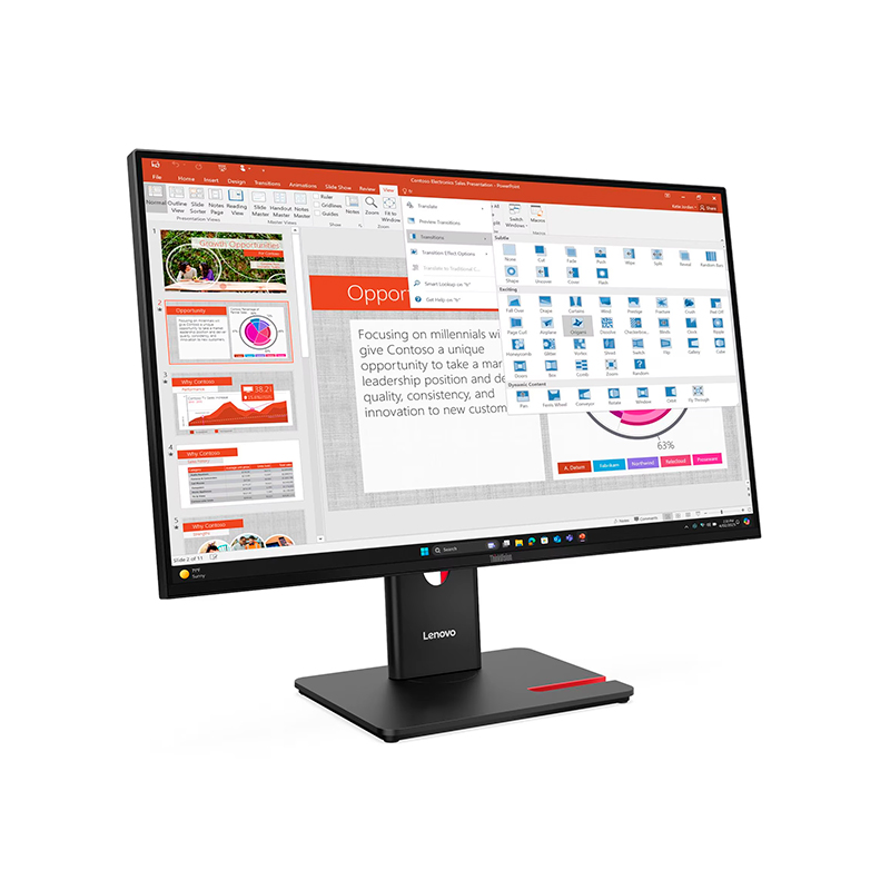 Monitor Plano Lenovo ThinkVision T27-40, 27 WLED FHD IPS/HDMI/DP/VGA/USB-C/USB-B/USB-A x3