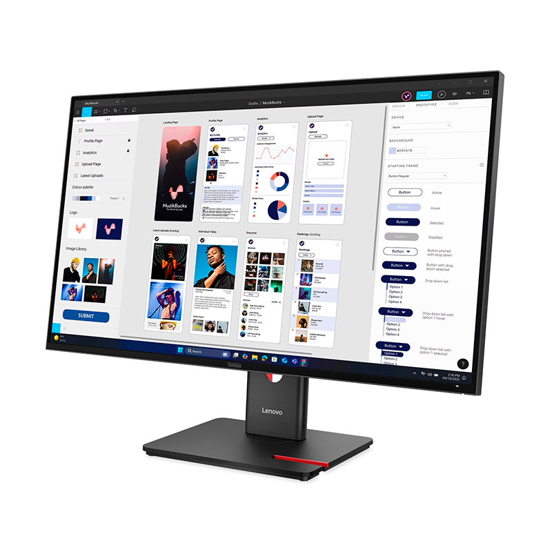 Monitor Plano Lenovo ThinkVision T32UD-40, 31 WLED UHD/IPS/HDMI/DP/USB-C/USB-A/RJ45