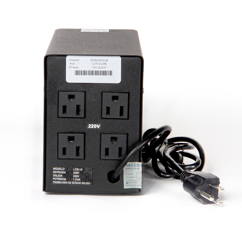 Estabilizador Monofasico ELISE IEDA PODER SAFE, LCR10-4.5%, Solido, 1kVA, 220VAC, 4 Tomas