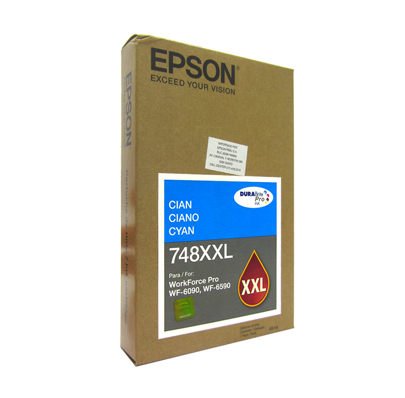 Epson T748XXL Cartucho de Tinta Color Cyan DuraBrite Pro de alta capacidad extra.