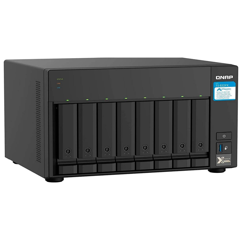 Servidor NAS QNAP TS-832PX-4G, ARM Cortex-A57 4C/1.7GHz, 4GB DDR4, Bahias: 8 x 3.5 SATA