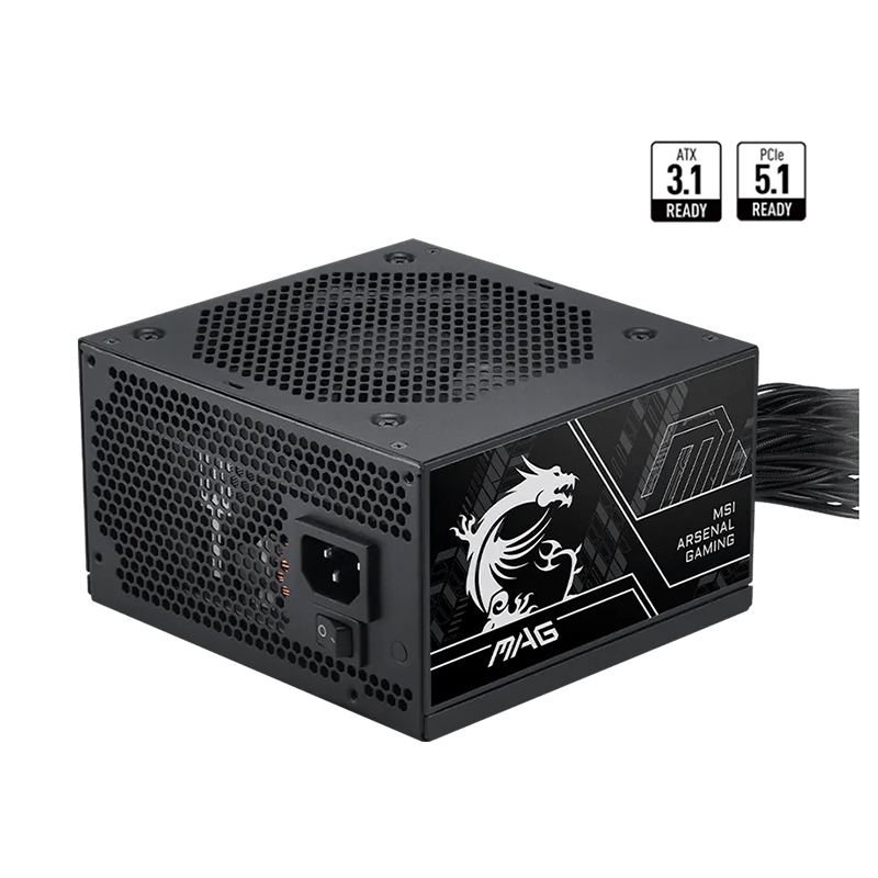 Fuente de alimentación MSI MAG A750BN PCIE5 III, 750W, 80 PLUS Bronze, Formato ATX.