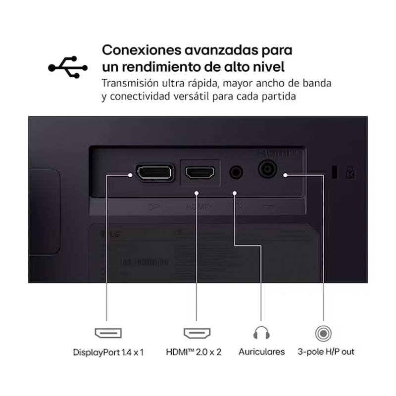 Monitor LG UltraGear G4 27G414B, 27 /FHD/IPS/144Hz/HDMI/DP/Salida para auriculares