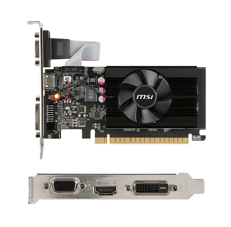 Tarjeta de video MSI Nvidia GeForce GT 710, 2GB DDR3 64-bit, PCI-e 2.0, Low-Profile.