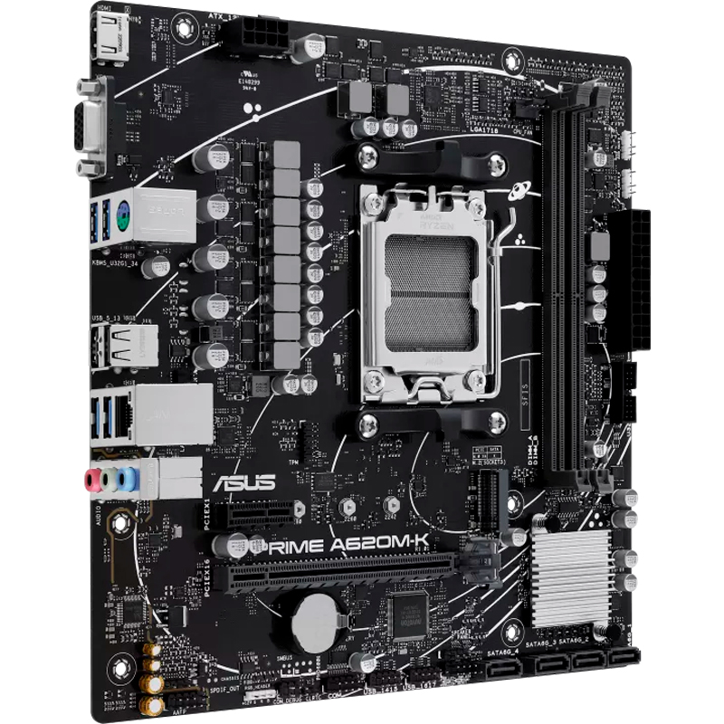 Motherboard ASUS PRIME A620M-K, Chipset AMD A620, Socket AMD AM5, mATX