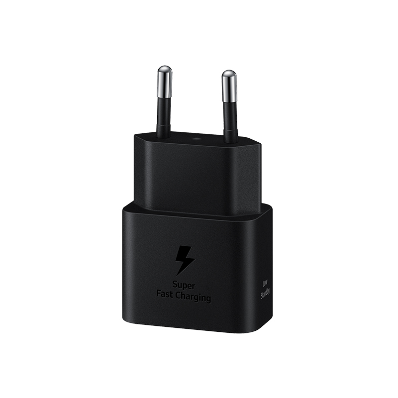 Adaptador de carga rápida USB-C (25W) con cable, color negro