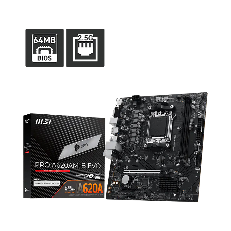 Motherboard MSI PRO A620AM-B EVO, Chipset AMD A620A, Socket AM5, HDMI, VGA, mATX, miniatura 3