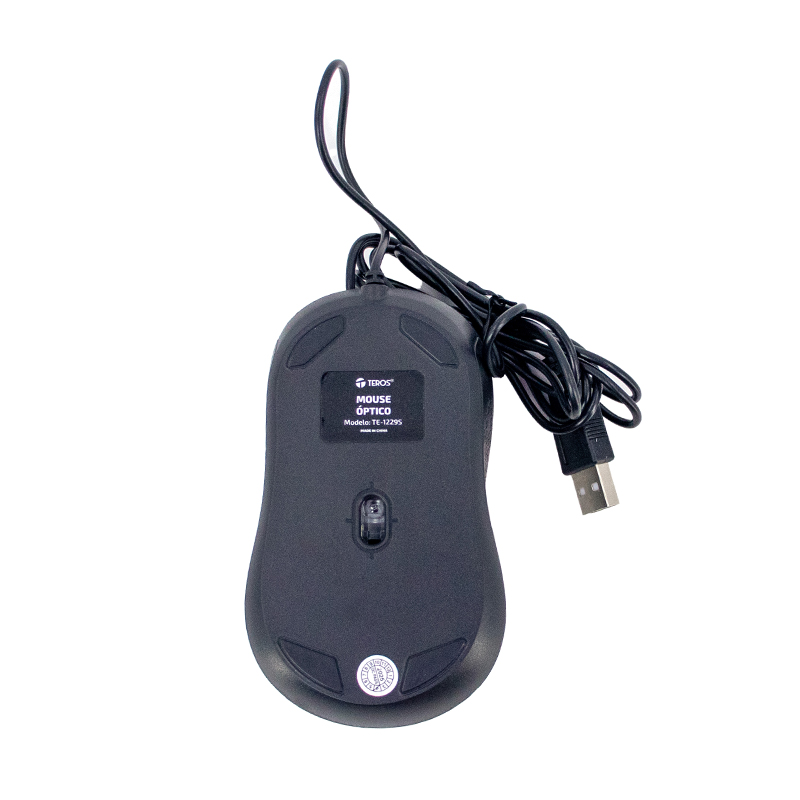 Mouse óptico TEROS TE-1229S, USB, 4 botones, negro, miniatura 1