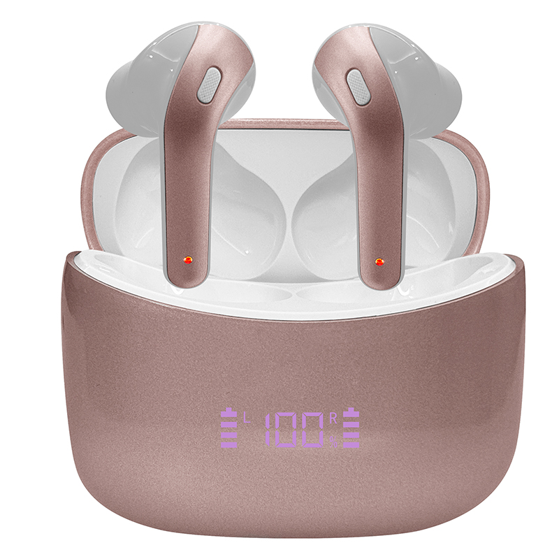Audífonos TEROS TE-8074GR, Bluetooth, TWS, Rosa/Dorado, miniatura 3