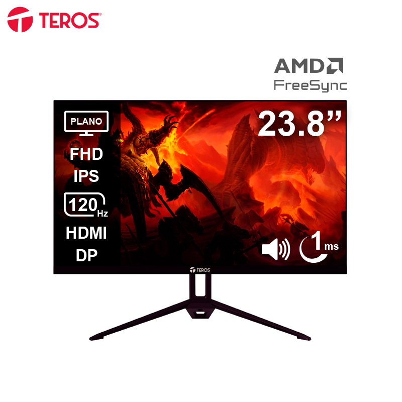 Monitor plano TEROS TE-2415S, 23.8 FHD IPS, 120Hz, 1ms, HDMI, DP, Parlantes, miniatura 2