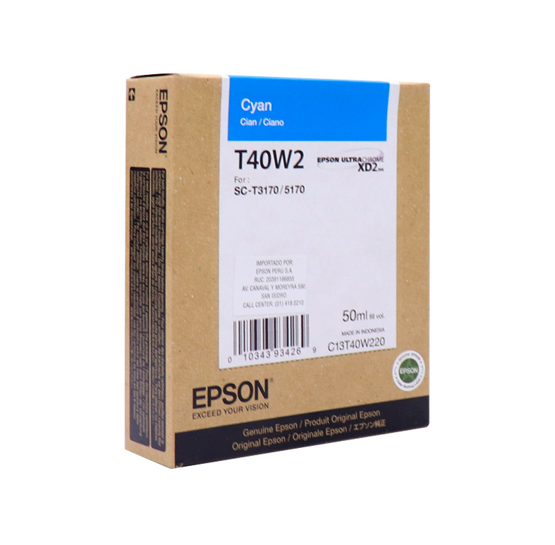 Cartucho de tinta Epson T40W220, UltraChrome XD2, contenido 50ml, color cyan., miniatura 1