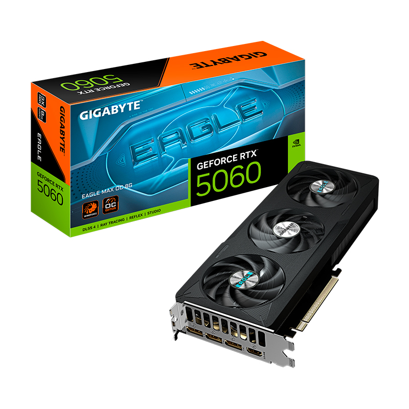 Tarjeta de video GIGABYTE GeForce RTX 5060 EAGLE MAX OC 8G, 8 GB GDDR7, PCIe Gen 5.0, miniatura 3