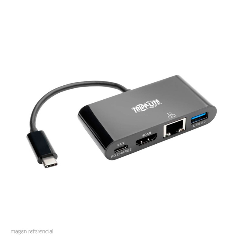 Adaptador Tripp-Lite U444-06N-HGUB-C, USB-C a HDMI, USB, LAN GbE, Thunderbolt 3, Carga PD., miniatura 1