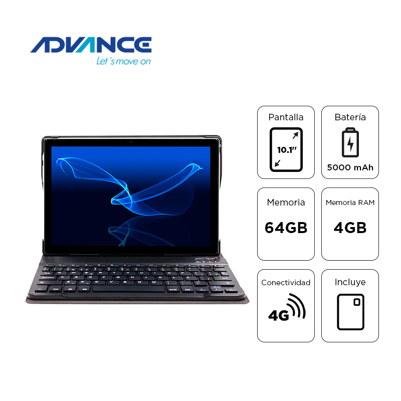 Tablet Advance SmartPad SP5706 + Teclado, 10.1 WXGA IPS, 4GB RAM, 64GB, Android 13, miniatura 2