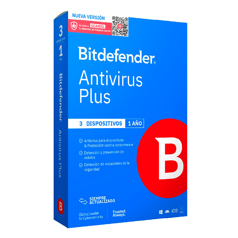 Bitdefender Antivirus Plus - Licencia de 1 año para 3 dispositivos, miniatura 1