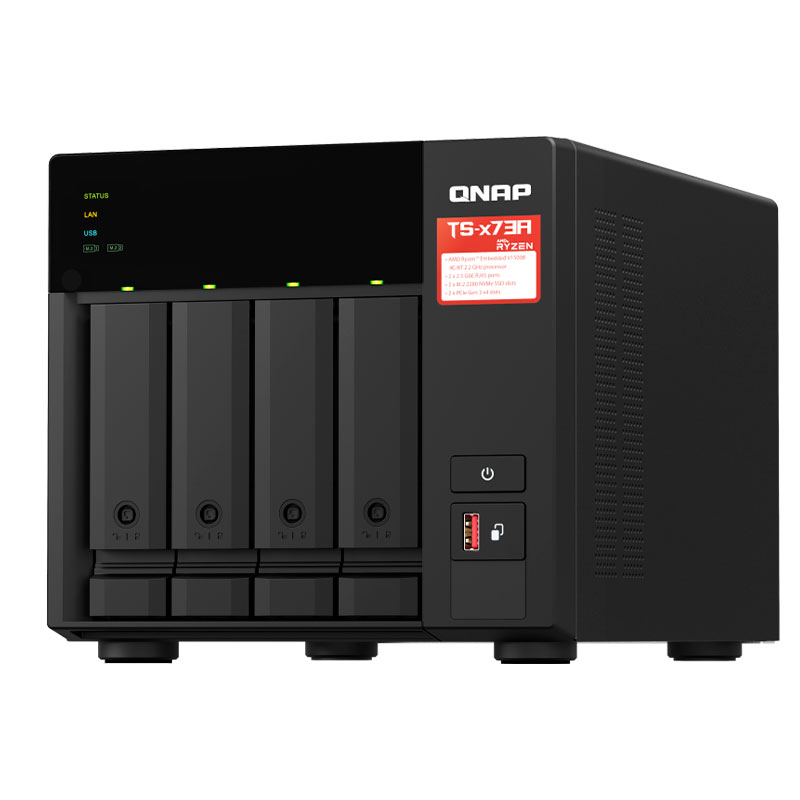 Servidor NAS QNAP TS-473A, AMD Ryzen V1500B/2.2GHz, 8GB DDR4 SODIMM, Bahias: 4 x 3.5 SATA, miniatura 3
