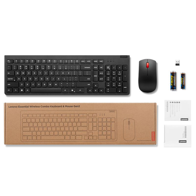 Teclado + Mouse inalámbricos Lenovo Essential Combo Gen2, Negro, Español (LA) 171, miniatura 1