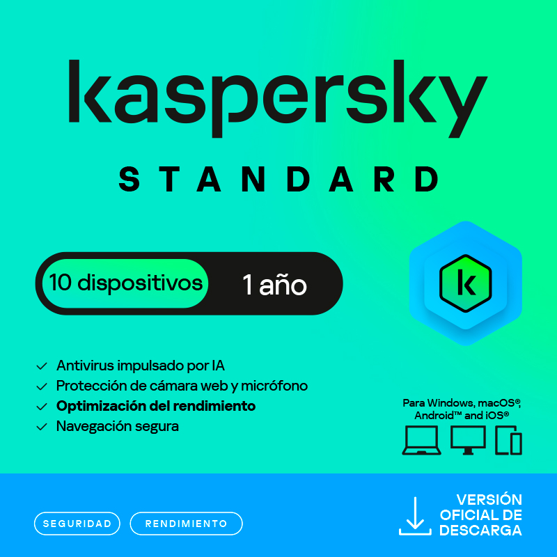 Antivirus Kaspersky Standard, para 10 PCs, Lic 1 año, Producto Virtual., miniatura 1