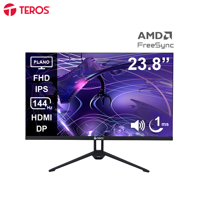 Monitor plano TEROS TE-2417S, 23.8 FHD IPS, 144Hz, 1ms, HDMI, DP, Audio out, Parlantes, miniatura 2