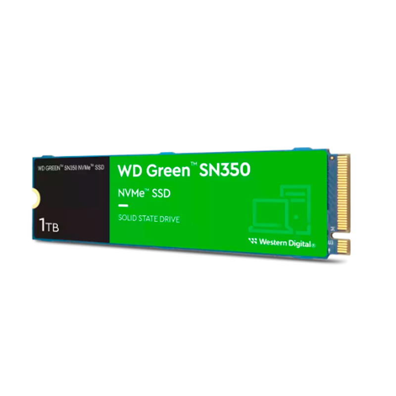 Unidad en estado solido WD Green SN350 NVMe 1TB M.2 2280, PCIe Gen3 x4 NVMe v1.3, miniatura 2