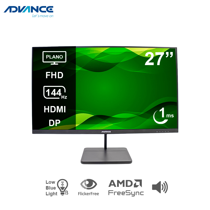 Monitor plano ADVANCE ADV-2755S, 27 FHD IPS, 144Hz, 1ms, HDMI, DP, Audio Out, Parlantes, miniatura 2