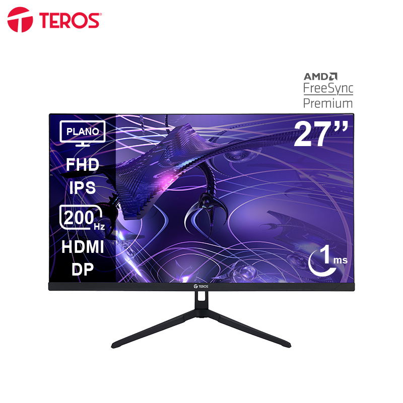Monitor plano gaming TEROS TE-2786G, 27 FHD IPS, 200Hz, 1ms, HDMI, DP, Audio out, miniatura 3