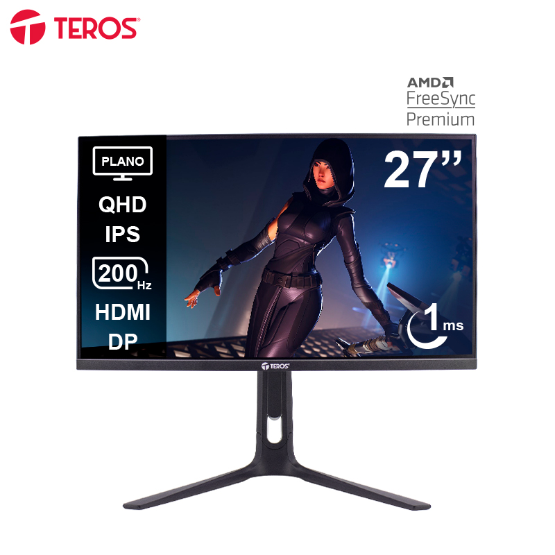 Monitor plano gaming TEROS TE-2754G, 27 QHD IPS, 200Hz, 1ms, HDMI, DP, Audio out, miniatura 2