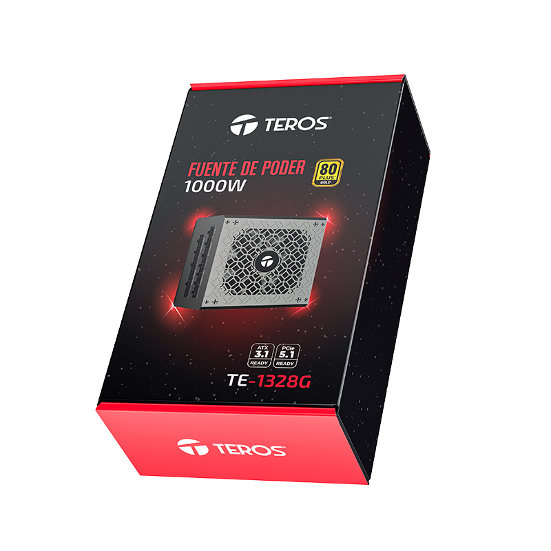 Fuente de Alimentación Gamer Teros TE-1328G, Formato ATX, 1000W 80 Plus Gold 155-240V, miniatura 1