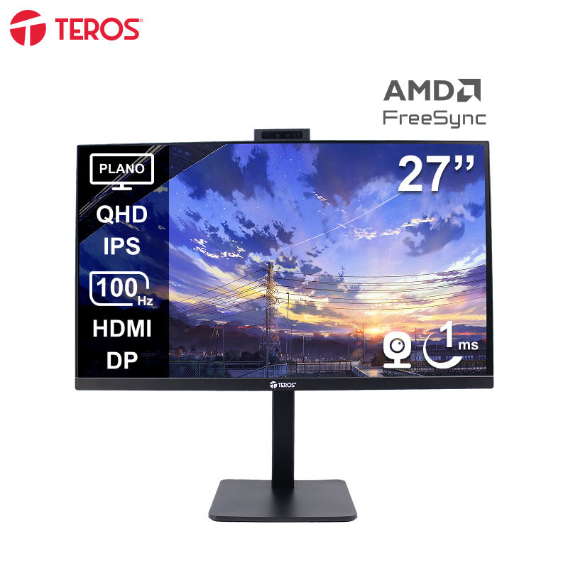 Monitor Plano Corporativo TEROS TE-2715CS, QHD IPS, 100Hz, HDMI, DP, Audio Out, Cámara 5MP, miniatura 3