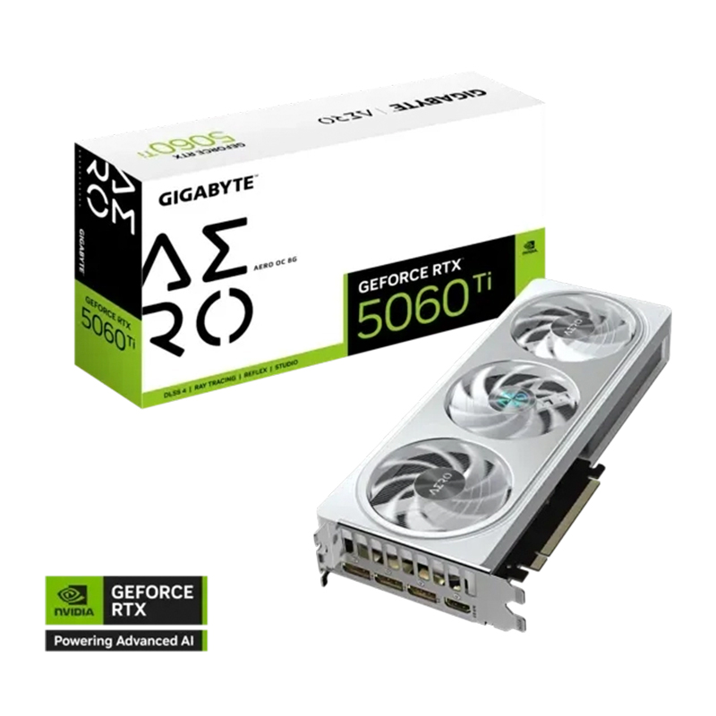 Tarjeta de video GIGABYTE GeForce RTX 5060 Ti AERO OC 8G, 8GB GDDR7, PCIe Gen 5.0, miniatura 3