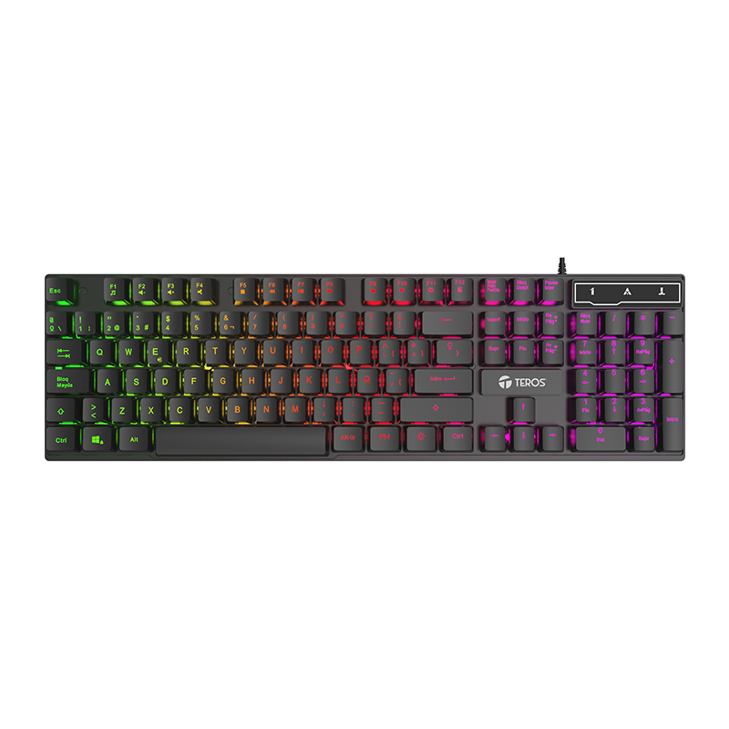 Teclado gamer TEROS TE-4072G, RGB, USB, negro, miniatura 1