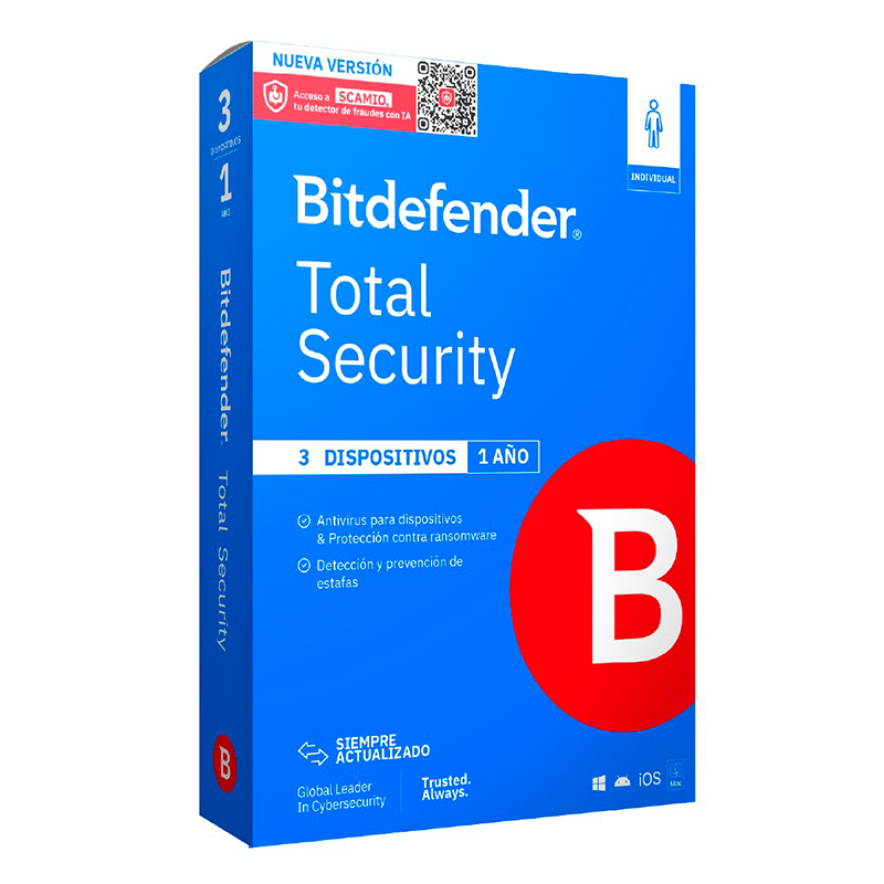 Bitdefender Total Security - Licencia de 1 año para 3 dispositivos, miniatura 1