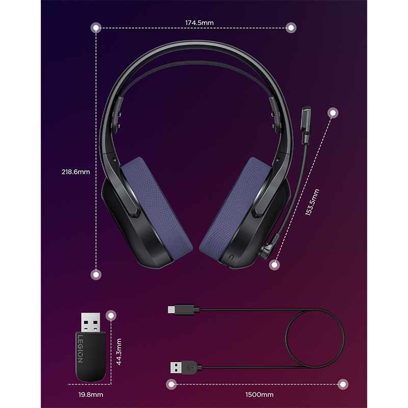 Auriculares inalámbricos para juegos Lenovo Legion H410, miniatura 3