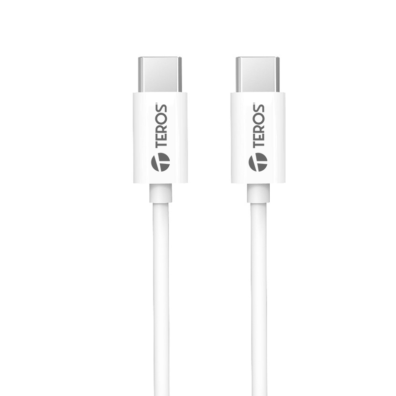 cable usb teros te-70209w, tipo c a tipo c, 3a, 60w máx, blanco, miniatura 2