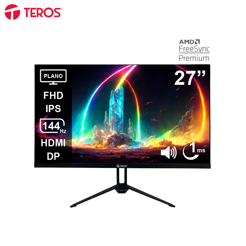 Monitor plano TEROS TE-2714S, 27 FHD IPS, 144Hz, 1ms, HDMI, DP, Audio out, Parlantes, miniatura 3