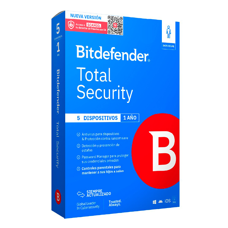 Bitdefender Total Security - Licencia de 1 año para 5 dispositivos, miniatura 1