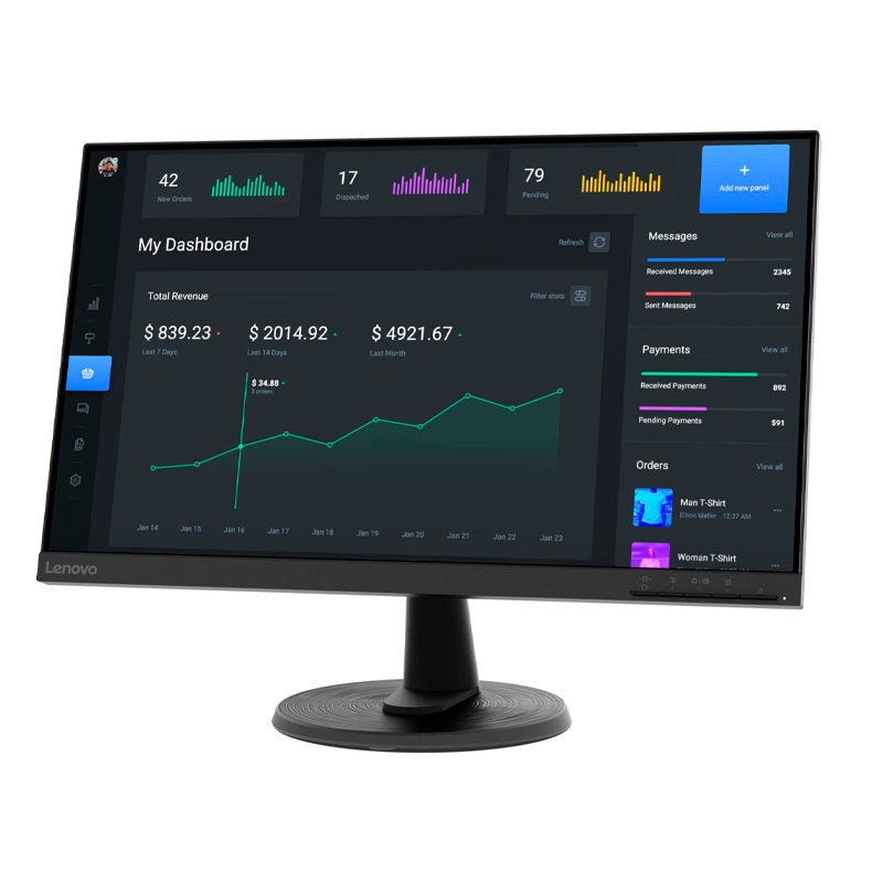 Monitor Lenovo C24-40, 23.8 WLED VA, Anti-Glare, 75Hz, 1 x HDMI, 1 x VGA., miniatura 2