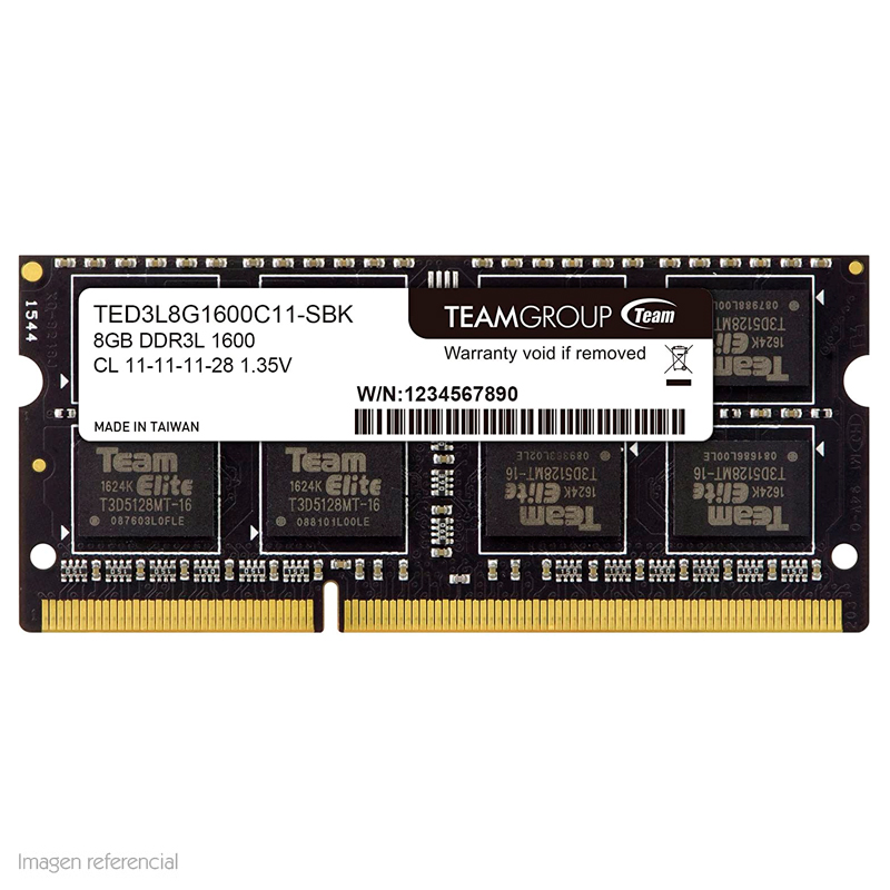 Memoria TeamGroup, 8GB, DDR3L, SODIMM, 1600MHz, CL11-11-11-28, 1.35V, miniatura 1