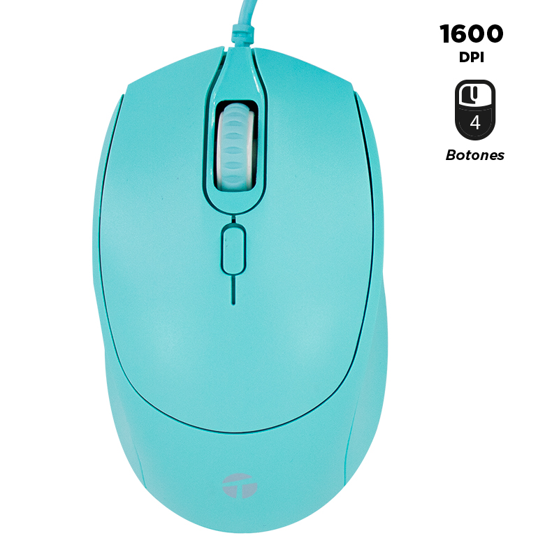 Mouse óptico TEROS TE-1227S, 800-1200-1600 DPI, USB, 4 botones, color verde, miniatura 2
