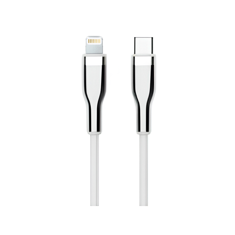 Cable USB TEROS TE-70212W, Tipo C a Lightning, 3A, 20W Máx, blanco y plateado, miniatura 2