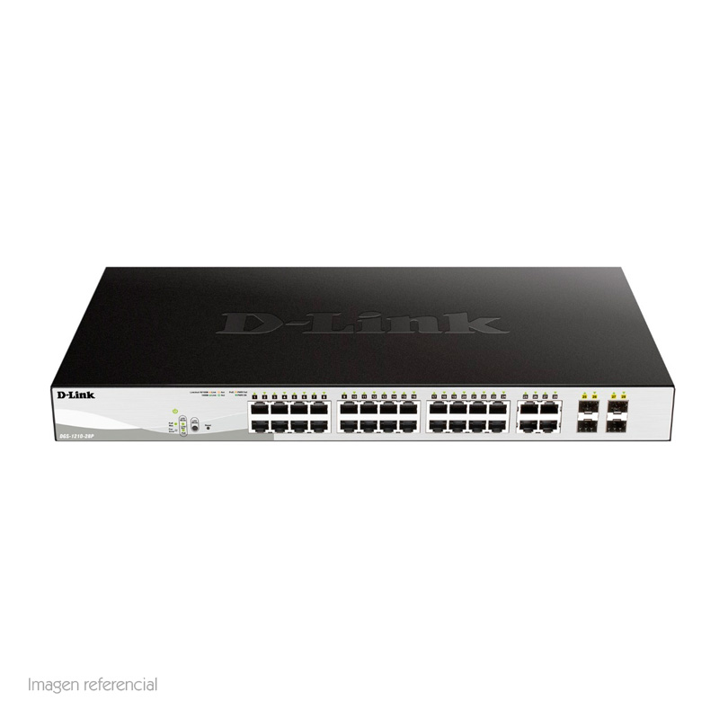 Switch D-Link DGS-1210-28P, Capa 2, PoE, 24 RJ-45 LAN GbE, 4 puertos SFP, Auto MDI/MDIX., miniatura 3