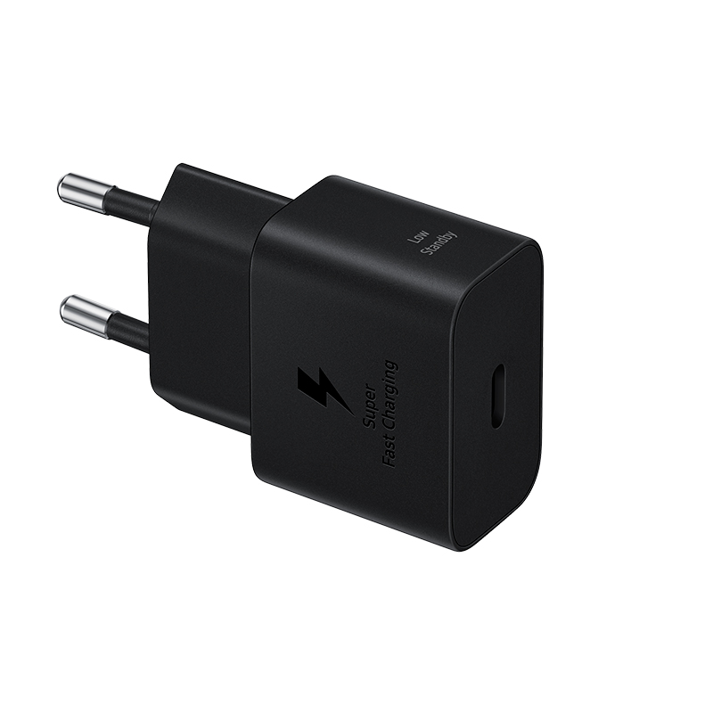Adaptador de carga rápida USB-C (25W) con cable, color negro, miniatura 3